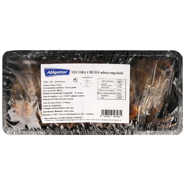 ALIGATOR Nécoras 6/8, crudas y ultracongeladas ALIGATOR 800 g (P.E). - 0.8 kg - Imagen del producto en Findit