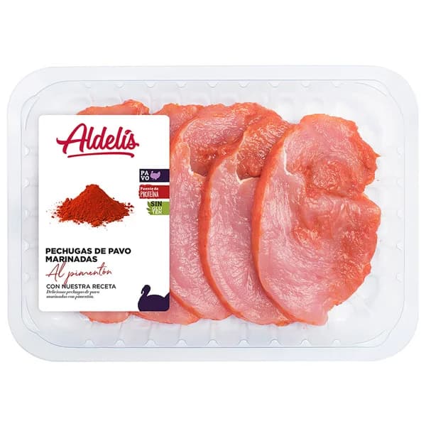 Bandeja de pechuga de pavo fileteada y marinada al pimentón ALDELÍS - 1 ud - Imagen del producto en Findit