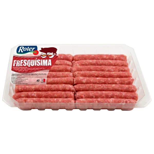 Bandeja de longanizas blancas de cerdo, elaboradas sin gluten ROLER Fresquísima 16 uds. - 0.65 kg - Imagen del producto en Findit