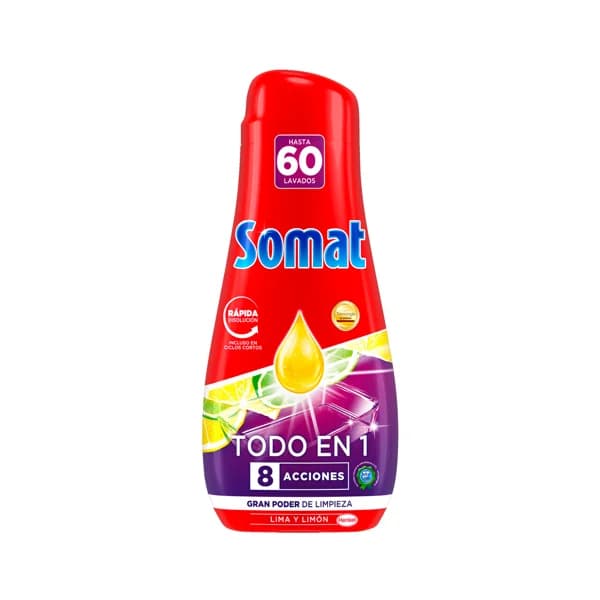 SOMAT Detergente para lavavajillas en gel, Todo en 1 SOMAT 60 lav. 1080 ml. - 0.96 l - Imagen del producto en Findit