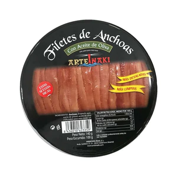 ARTEIÑAKI Filetes de anchoa con aceite de oliva ARTEIÑAKI 100 g. - 0.1 kg - Imagen del producto en Findit