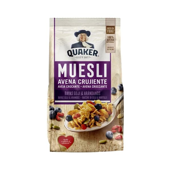 QUAKER Muesli crujiente bayas Goji/arándanos 350 g. - 0.35 kg - Imagen del producto en Findit