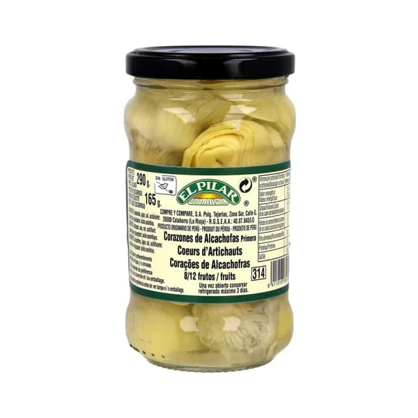 EL PILAR Corazones de alcachofa 8/12 165 g. - 0.17 kg - Imagen del producto en Findit