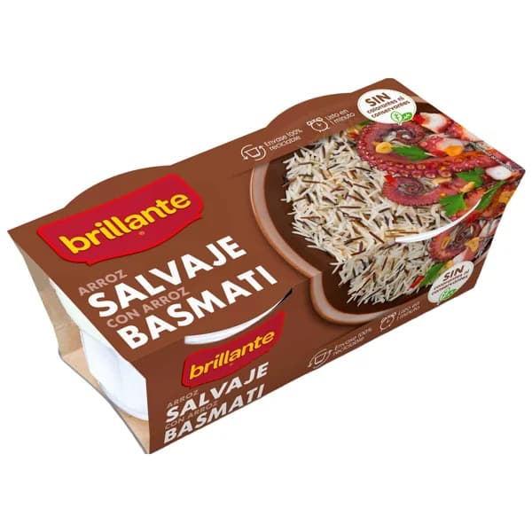 BRILLANTE Arroz salvaje con arroz basmati en tarrina 2 X 125 gr. - 0.25 kg - Imagen del producto en Findit