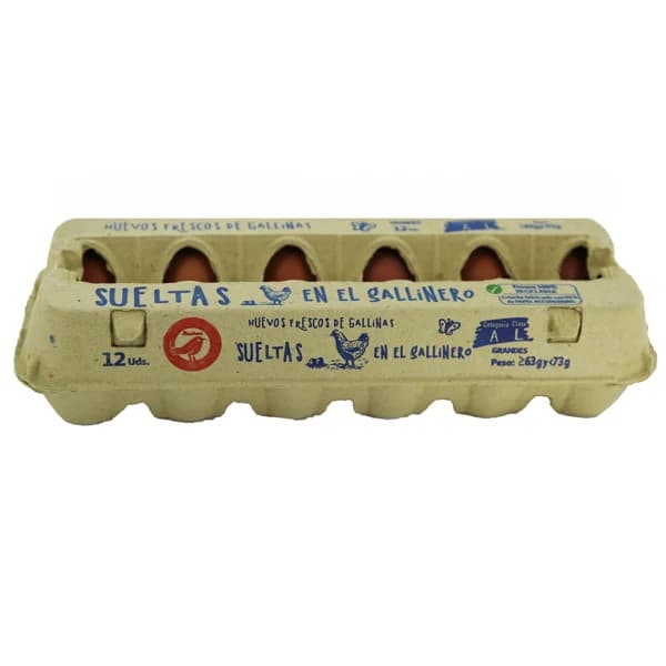 AUCHAN Huevos de gallinas sueltas en el gallinero clase L y cat. A 12 uds. Producto Alcampo - 1 ud - Imagen del producto en Findit