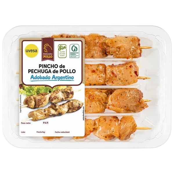 Pincho de pechuga de pollo con adobado Argentino UVESA 320 g. - 0.32 kg - Imagen del producto en Findit