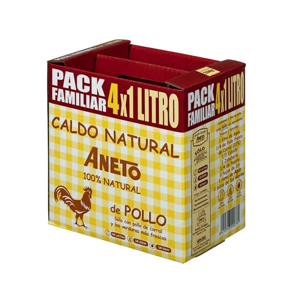 ANETO Caldo de pollo 4 uds. 1 l. - 4 l - Imagen del producto en Findit