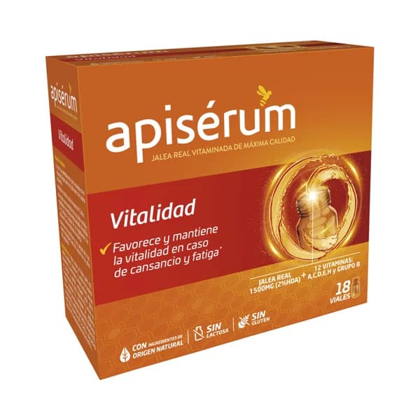 APISÉRUM Complemento alimenticio con jalea real vitaminada en cómodos viales APISÉRUM Vitalidad 18 uds. - 1 ud - Imagen del producto en Findit