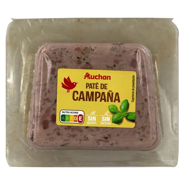 AUCHAN Paté de campaña, elaborado sin gluten y sin lactosa 75 g. Producto Alcampo - 0.08 kg - Imagen del producto en Findit