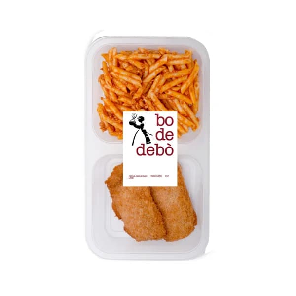 BO DE DEBO Duo de macarrones a la boloñesa y libritos de lomo de cerdo con jamón y queso BO DE DEBO 350 g. - 0.35 kg - Imagen del producto en Findit