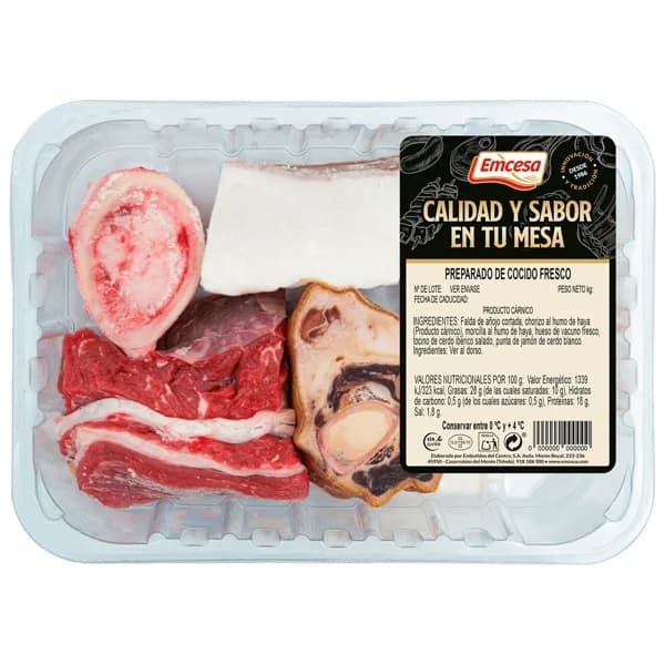 EMCESA Bandeja con preparado de cocido fresco, elaborado sin gluten - 1 ud - Imagen del producto en Findit