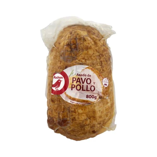 AUCHAN Asado de pavo y pollo, elaborado sin gluten 800 g. Producto Alcampo - 0.8 kg - Imagen del producto en Findit