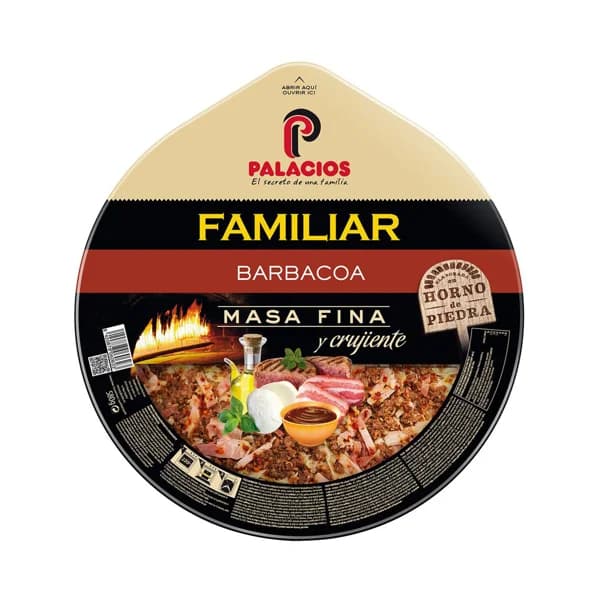 PALACIOS Pizza familiar de masa fina y crujiente a la barbacoa PALACIOS 580 g. - 0.58 kg - Imagen del producto en Findit