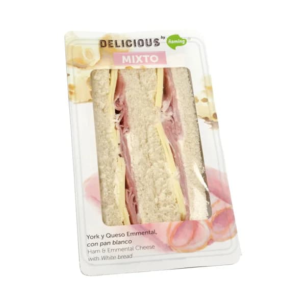 ÑAMING Sandwich de pan blanco con fiambre de magro de cerdo y queso Emmental ÑAMING Delicious 200 g. - 0.2 kg - Imagen del producto en Findit