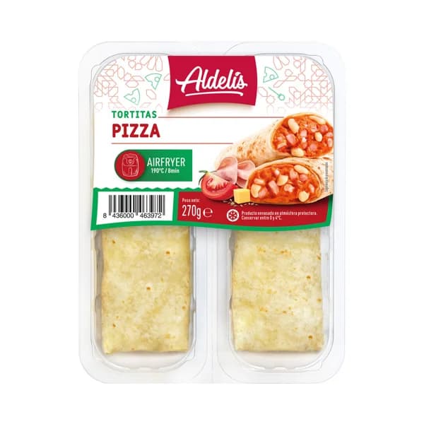 ALDELÍS Pizza enrollada, rellena de fiambre de jamón de pavo, mozzarella y queso 2 x 135 g. - 0.27 kg - Imagen del producto en Findit