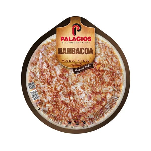 PALACIOS Pizza barbacoa con masa fina y crujiente, hecha en horno de piedra PALACIOS 400 g. - 0.4 kg - Imagen del producto en Findit