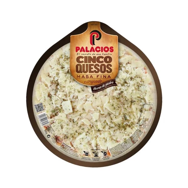 PALACIOS Pizza de masa fina y crujiente a los 5 quesos PALACIOS 390 g. - 0.39 kg - Imagen del producto en Findit