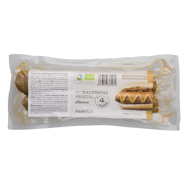 AHIMSA Salchichas Alemanas ecológicas AHIMSA 200 g. - 0.2 kg - Imagen del producto en Findit