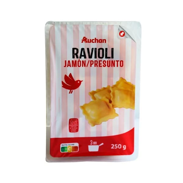 AUCHAN Tortellini frescos de pasta al huevo rellenos de jamón 250 g. Producto Alcampo - 0.25 kg - Imagen del producto en Findit