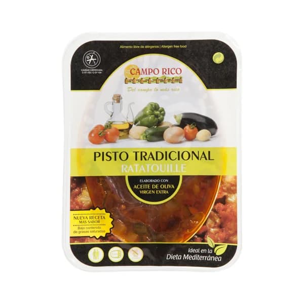 CAMPO RICO Pisto tradicional (Ratatouille) elaborado sin gluten CAMPO RICO 380 g. - 0.38 kg - Imagen del producto en Findit