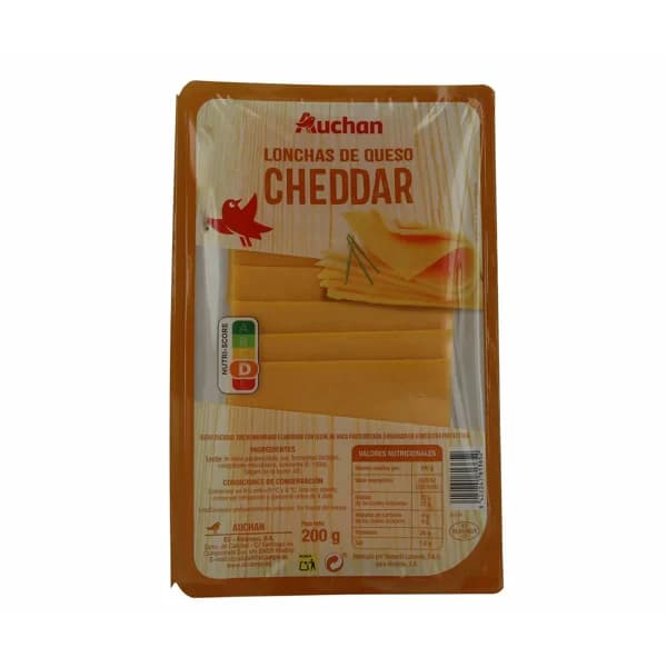 AUCHAN Queso Cheddar en lonchas 200 g. Producto Alcampo - 0.2 kg - Imagen del producto en Findit