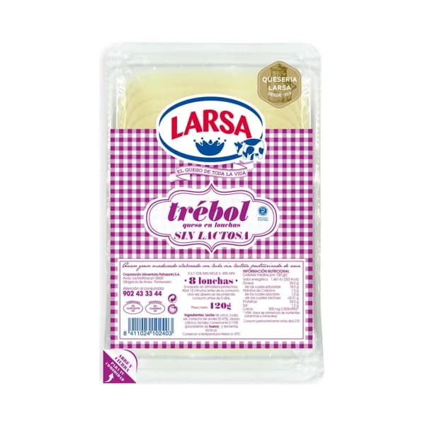 LARSA Queso en lonchas sin lactosa LARSA 120 g. - 0.13 kg - Imagen del producto en Findit