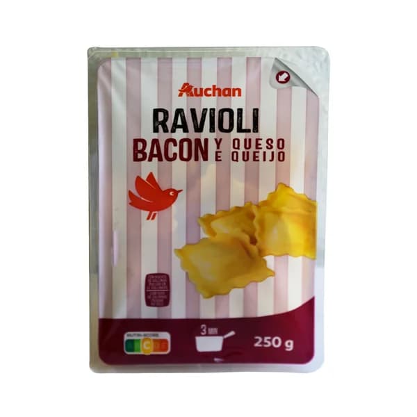AUCHAN Tortellinis frescos al huevo, rellenos de bacon y queso 250 g. Producto Alcampo - 0.25 kg - Imagen del producto en Findit