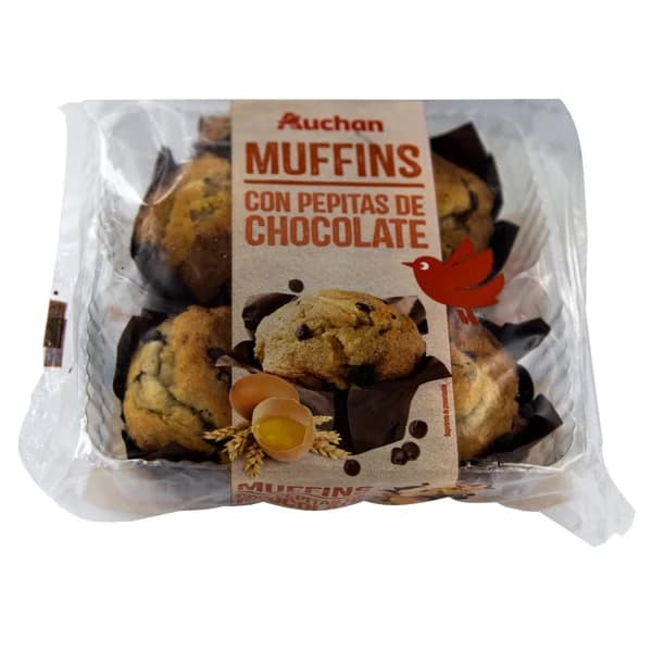 PRODUCTO ALCAMPO Muffins con pepitas de chocolate 4 x 75 g. - 0.3 kg - Imagen del producto en Findit