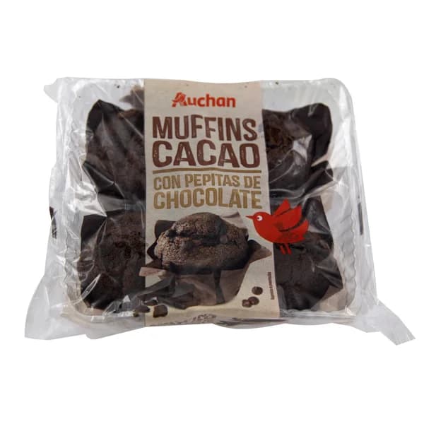 PRODUCTO ALCAMPO Muffins de cacao con pepitas de chocolate 4 x 75 g. - 0.3 kg - Imagen del producto en Findit