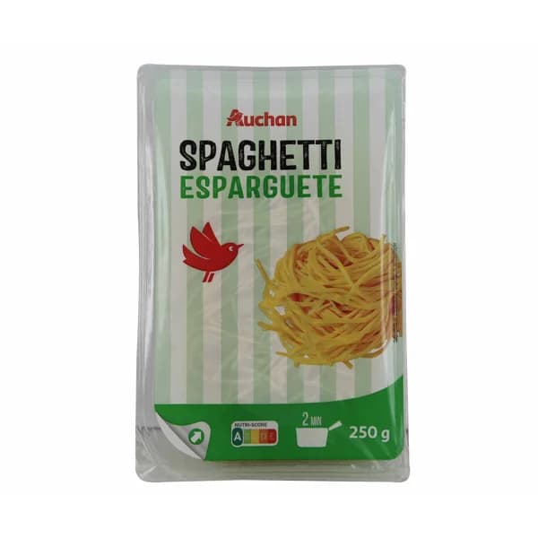 AUCHAN Spaguetti fresco al huevo 250 g. Producto Alcampo - 0.25 kg - Imagen del producto en Findit