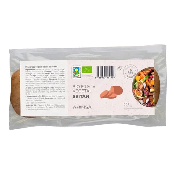AHIMSA Preparado vegetal a base de seitán en filetes, ecológico AHIMSA 230 g. - 0.25 kg - Imagen del producto en Findit