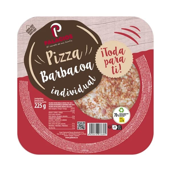 PALACIOS Mini pizza barbacoa, ideal para microondas PALACIOS 225 g. - 0.23 kg - Imagen del producto en Findit