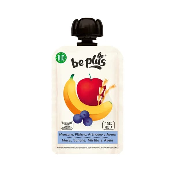 BE PLUS Bolsita de avena y frutas (manzana, plátano y arándanos) ecológica BE PLUS Bio 100 g. - 0.1 kg - Imagen del producto en Findit