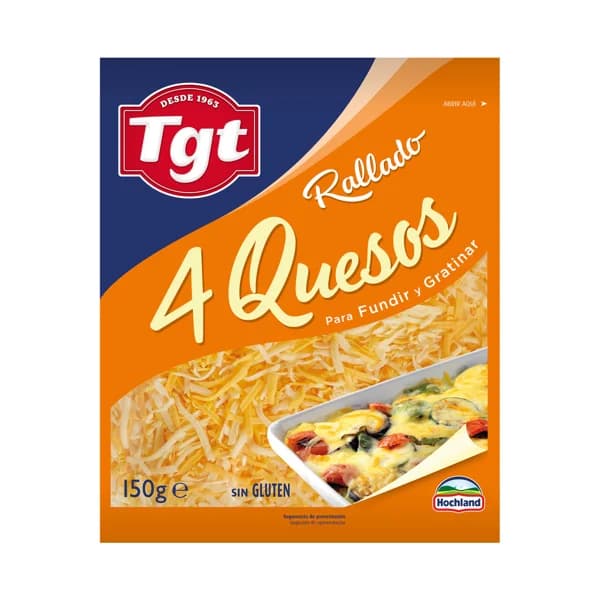 TGT Queso rallado mezcla 4 quesos, para fundir y gratinar TGT 150 g. - 0.15 kg - Imagen del producto en Findit