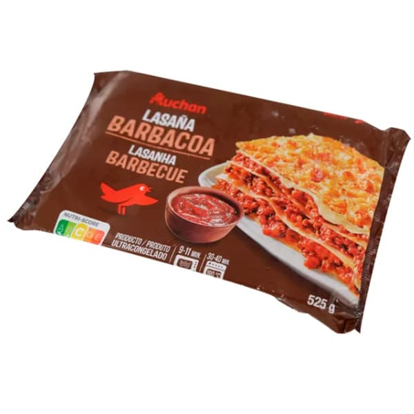AUCHAN Lasaña con carne de cerdo a la barbacoa 525 g. Producto Alcampo - 0.53 kg - Imagen del producto en Findit