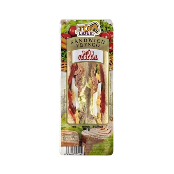 TOP LIDER Sandwich de pan blanco con atún, huevo cocido, mahonesa y vegetales TOP LIDER 185 g. - 0.19 kg - Imagen del producto en Findit