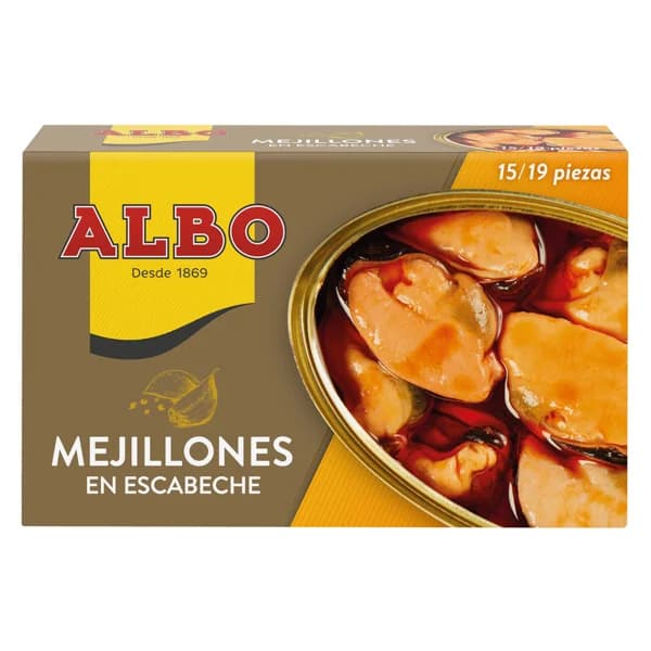 ALBO Mejillones en escabeche hasta 15/19 piezas 115 g. - 0.12 kg - Imagen del producto en Findit