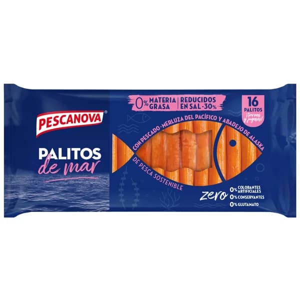 PESCANOVA Palitos de mar reducidos en sal PESCANOVA 16 uds. 305 g. - 0.31 kg - Imagen del producto en Findit