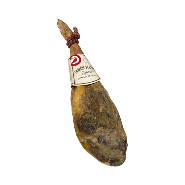 AUCHAN Jamón serrano reserva con 12 meses de curación pieza de 6 a 7 kilos (peso aproximado). Producto Alcampo - 1 ud - Imagen del producto en Findit