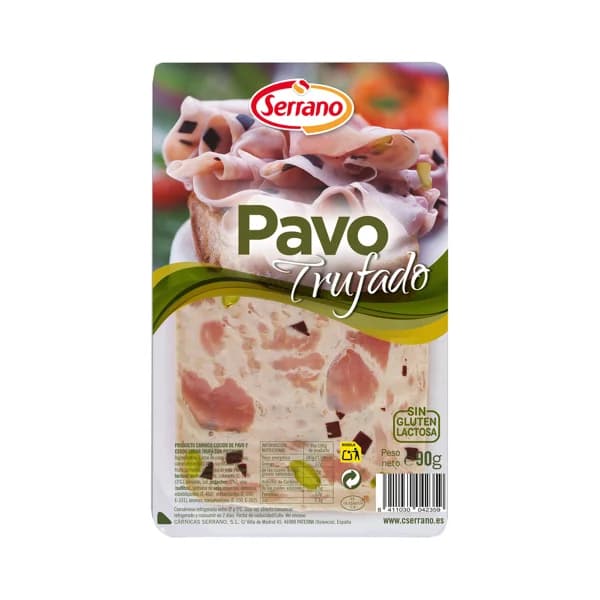 SERRANO Fiambre de pavo y cerdo cocido, con pistachos y sabor trufa, cortado en lonchas SERRANO 90 g. - 0.09 kg - Imagen del producto en Findit
