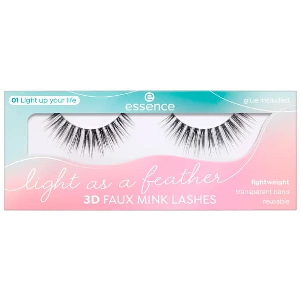ESSENCE Light as a feather 3D Pestañas postizas ultraligeras con efecto 3D y pegamento incluido. - 1 ud - Imagen del producto en Findit