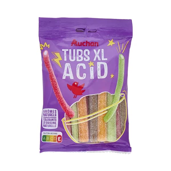PRODUCTO ALCAMPO Gominolas con forma de tubos acidos de diferentes sabores 180 g - 0.18 kg - Imagen del producto en Findit