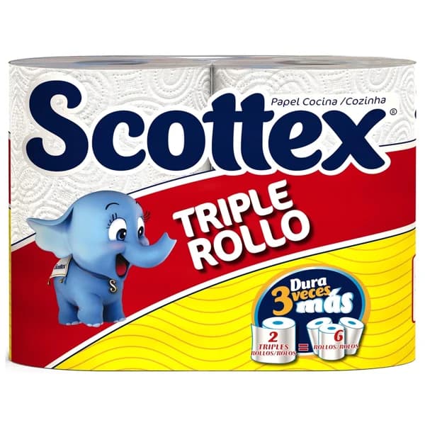 Rollo de cocina (dura 3 veces más) SCOTTEX 2 unidades - 1 ud - Imagen del producto en Findit