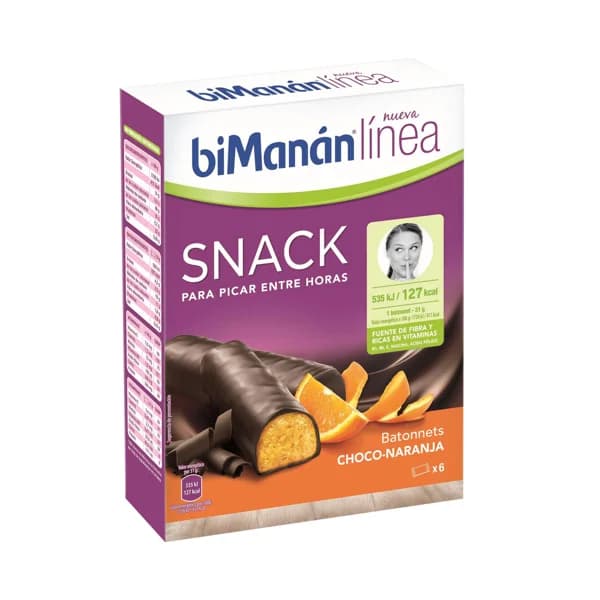 BIMANÁN Barritas de chocolate y naranja, ricas en proteínas BIMANÁN Línea 6 uds x 186 g. - 0.19 kg - Imagen del producto en Findit