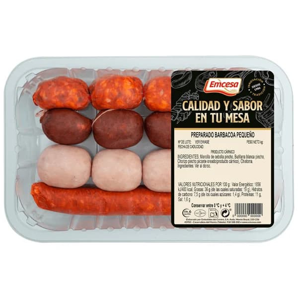 EMCESA Bandeja con preparado para barbacoa pequeña (3 personas), elaborado sin gluten - 1 ud - Imagen del producto en Findit