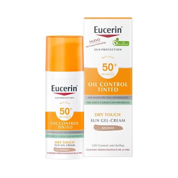 EUCERIN Crema solar facial con textura gel, tono medio y FPS 50+ (muy alto) EUCERIN Oil control tinted 50 ml. - 0.05 l - Imagen del producto en Findit