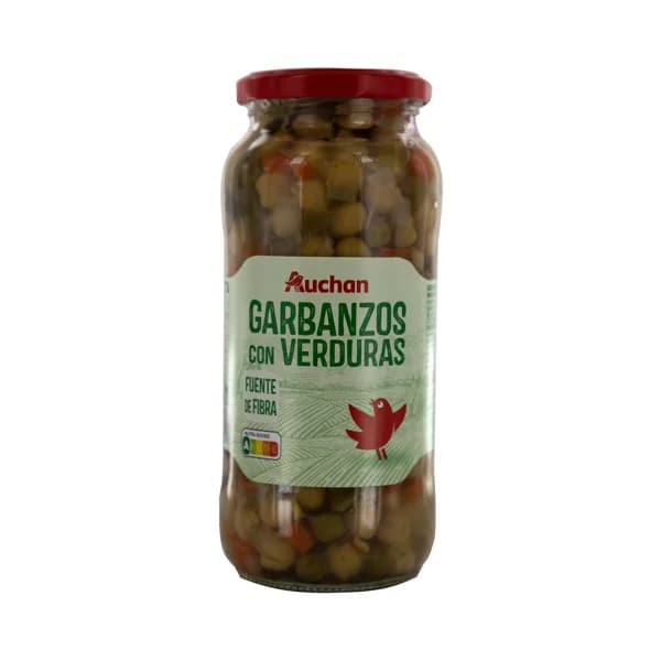 PRODUCTO ALCAMPO Garbanzos cocidos con verduras frasco de 400 g. - 0.4 kg - Imagen del producto en Findit