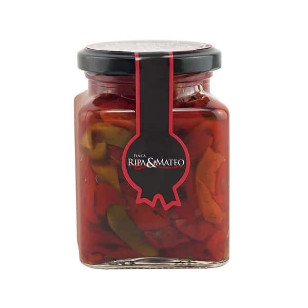 FINCA RIPA & MATEO Pimientos del piquillo en tiras rojos y verdes 250 g. - 0.25 kg - Imagen del producto en Findit
