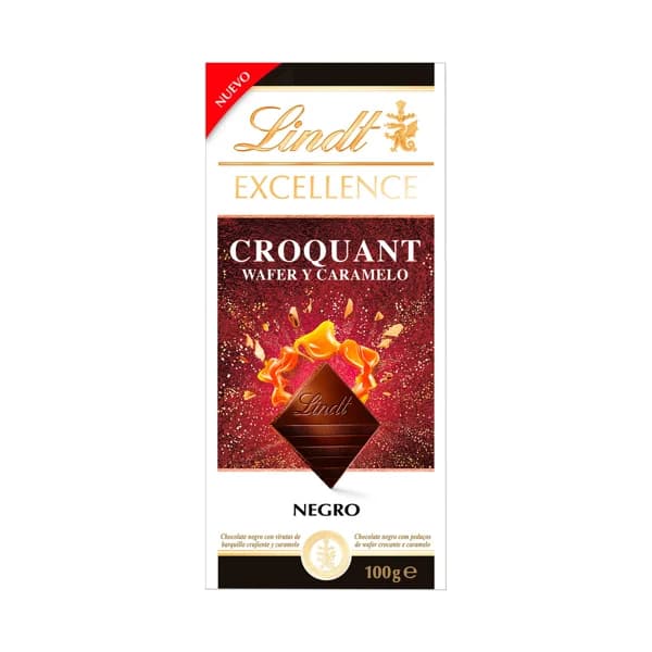 LINDT Chocolate negro excellence croquant wafer y caramelo 100 g. - 0.1 kg - Imagen del producto en Findit