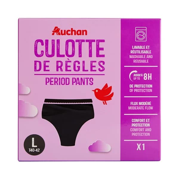 PRODUCTO ALCAMPO Braga menstrual lavable, color negra, talla L (40 - 42) - 1 ud - Imagen del producto en Findit